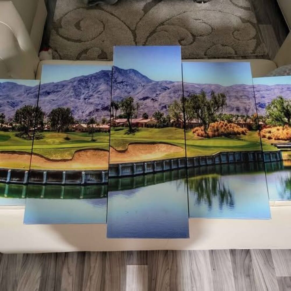 5-piece Mountain Golf Course wall art panel